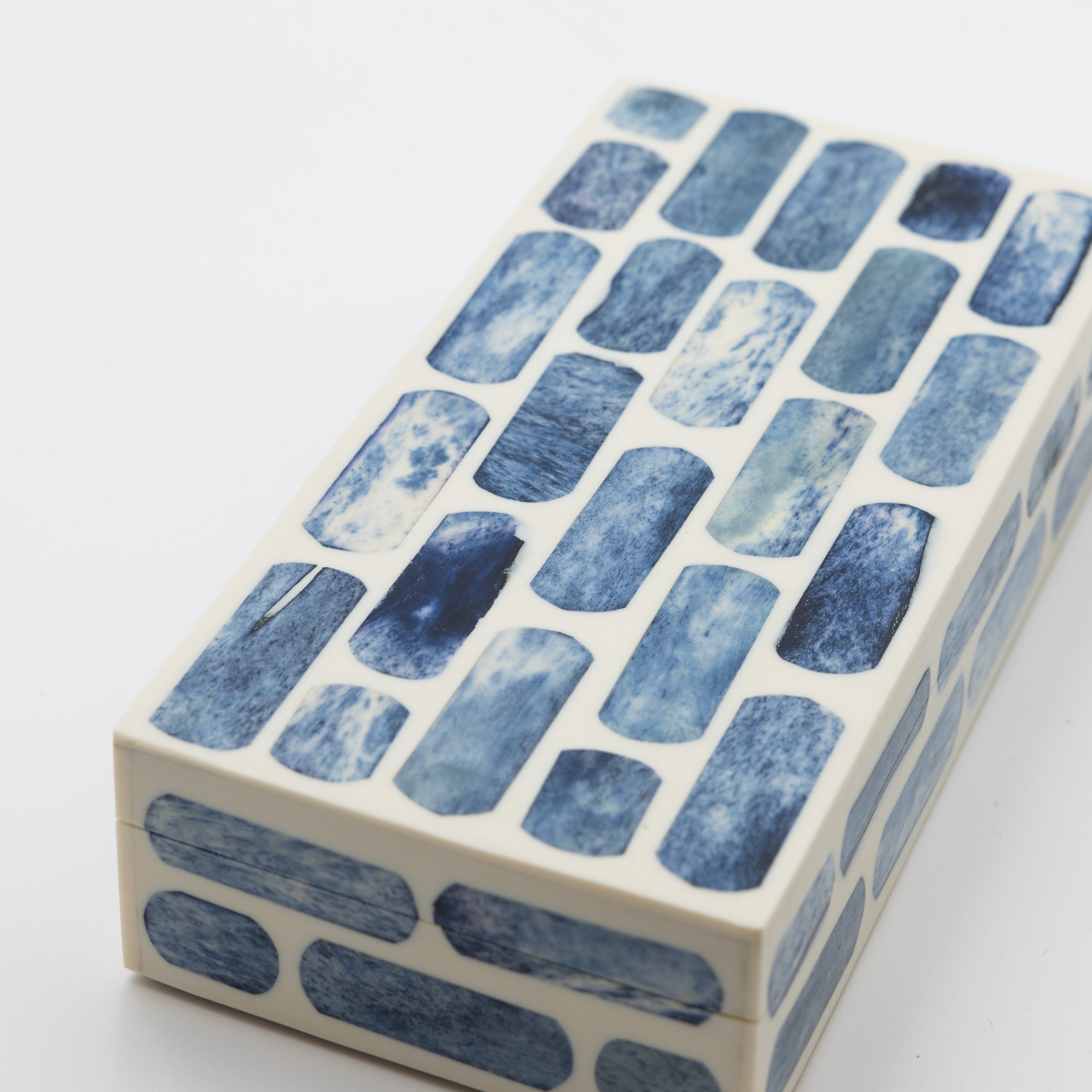 Blue + Ivory Bone Inlay Box