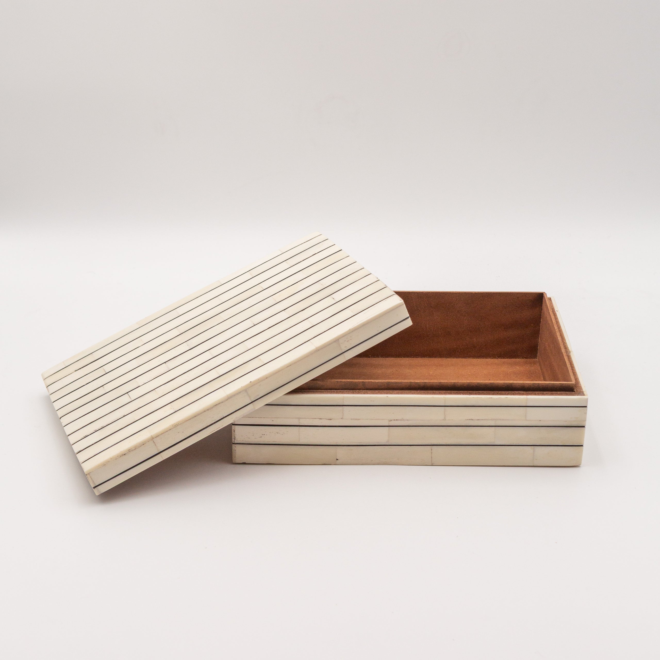 Bone Inlay + Ebony Pinstripe Box