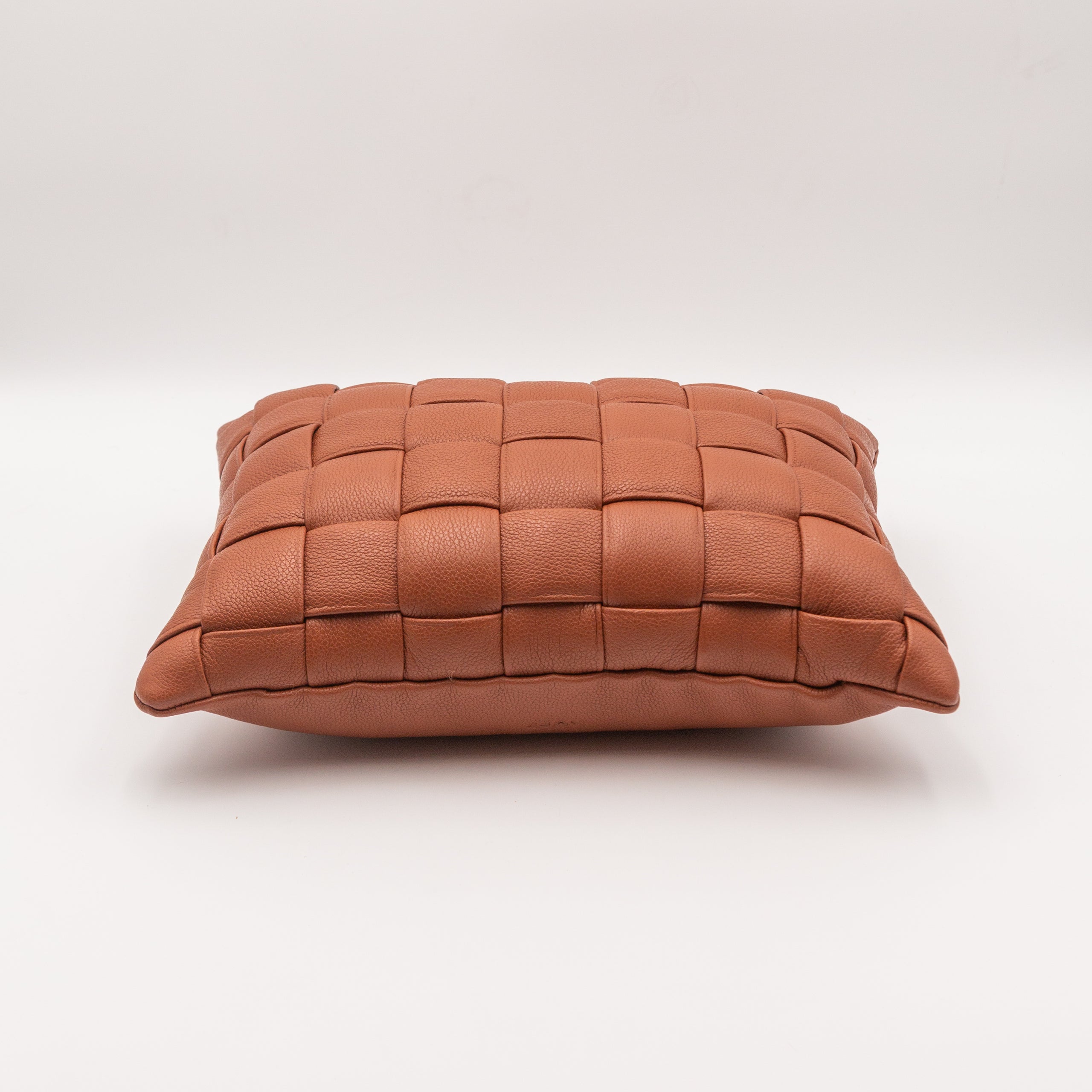 Woven Leather Pillow - Cinnamon