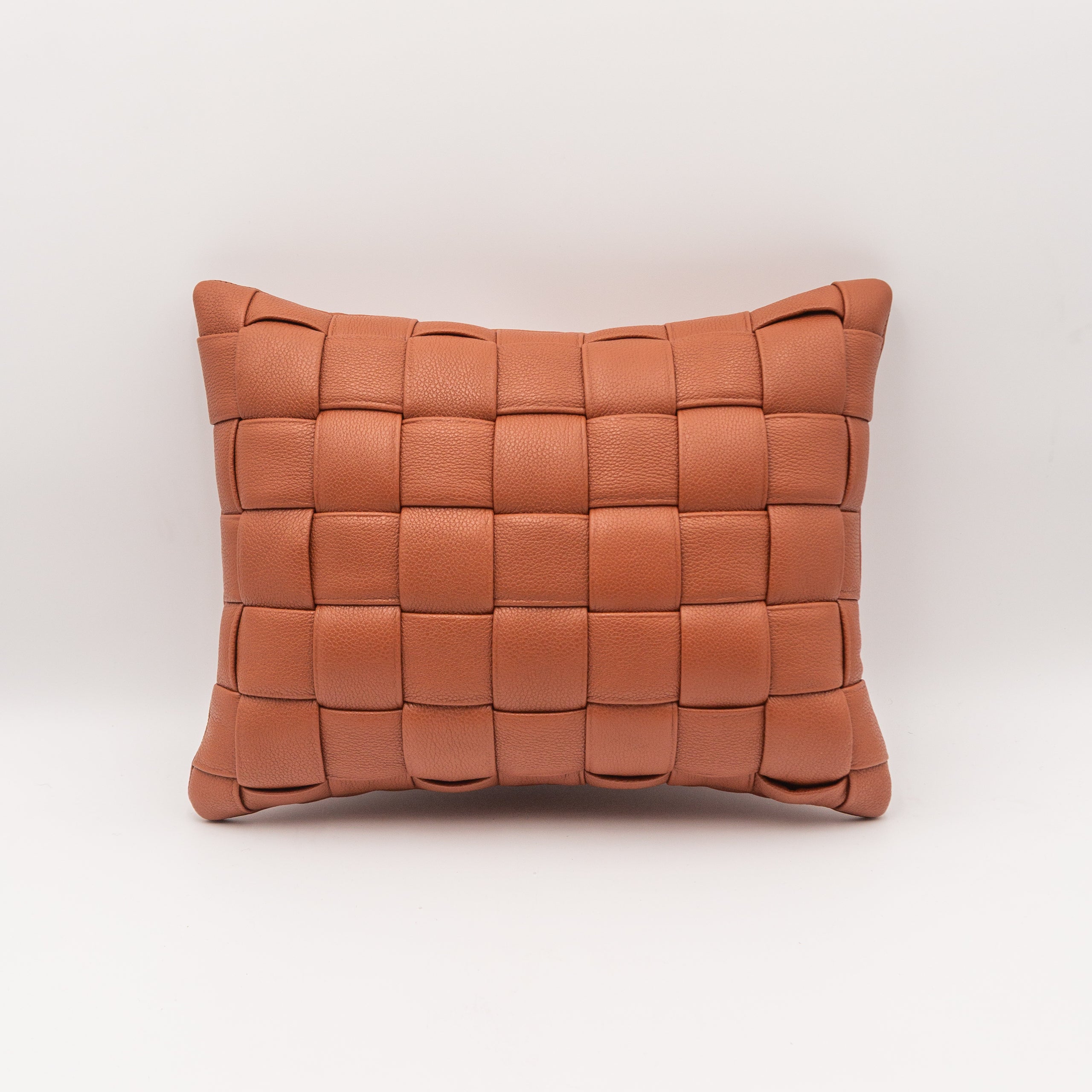 Woven Leather Pillow - Cinnamon
