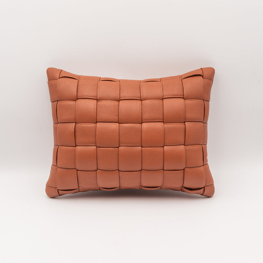 Woven Leather Pillow - Cinnamon