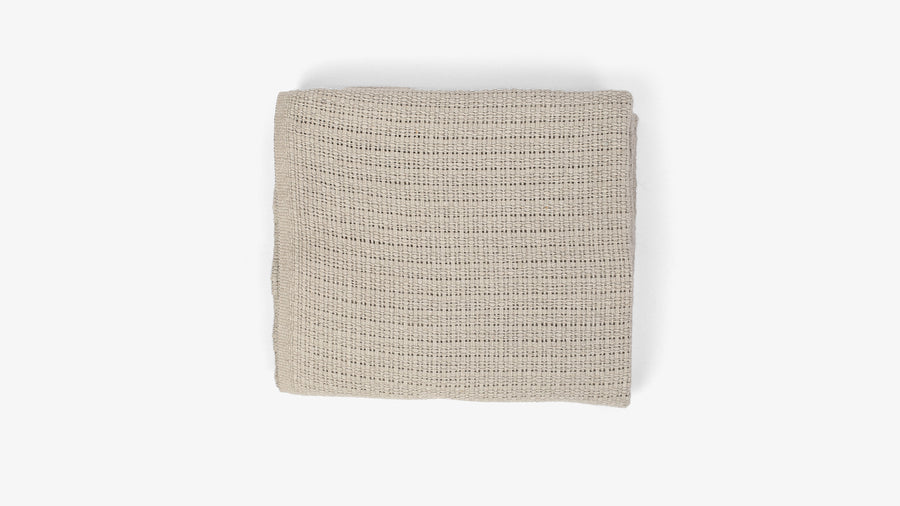 Wool Blend Open-Weave Natural Throw